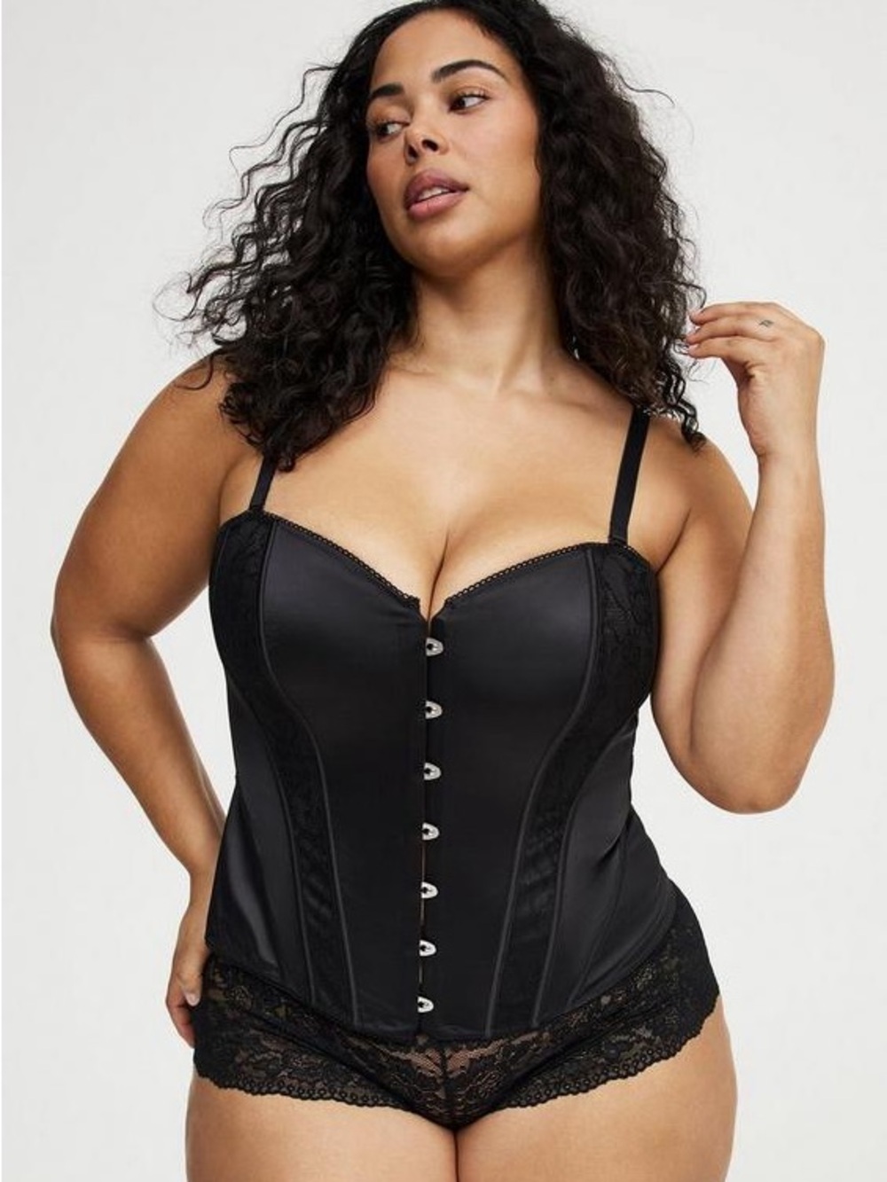 NEW Torrid Sexy Lingerie Satin Corset With Hook Front 2X Halloween Bustier Lace